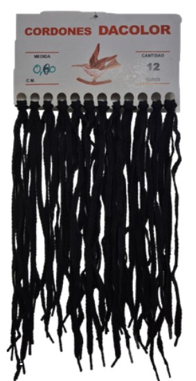 CORDON CHATO NEGRO X 110CM X 12 PARES